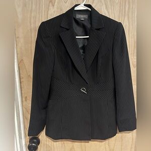 Liz Claiborne Two Piece Black Pantsuit with Notched Lapel